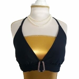 Black Halter Tie Bikini Top